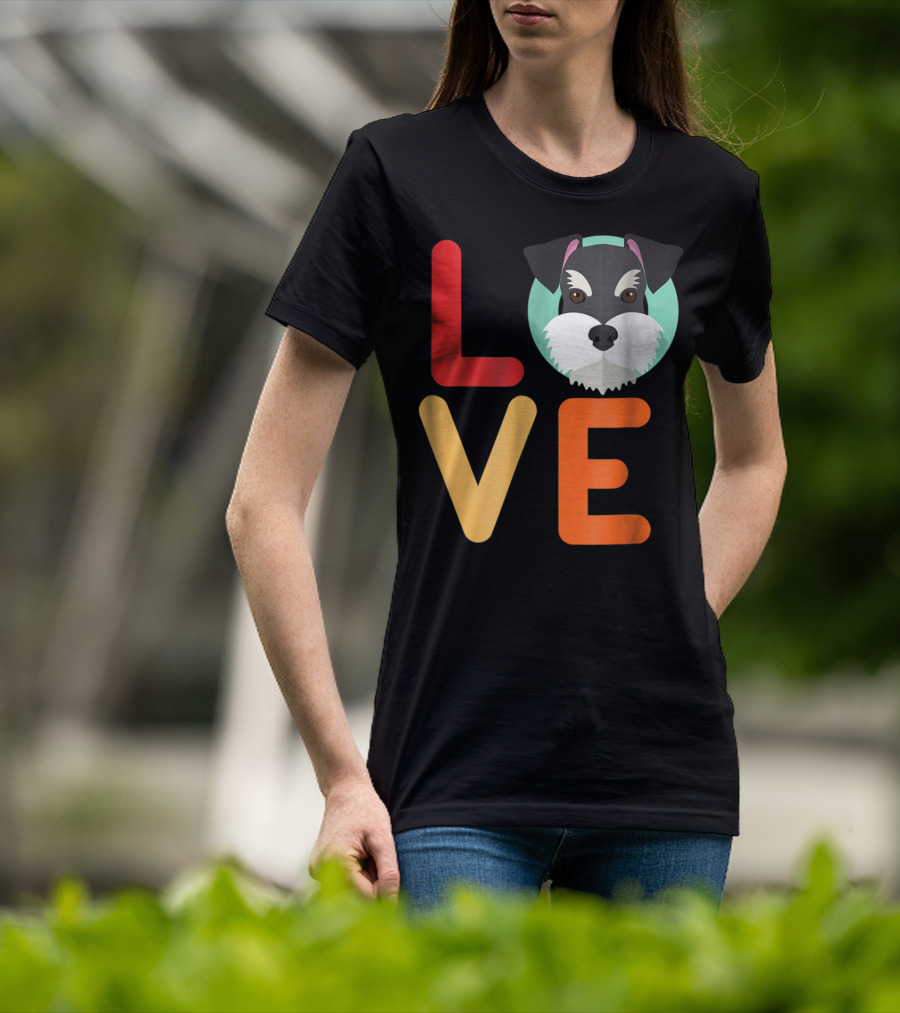 Love Miniature Schnauzer Dog And Puppy For Dog T-Shirt