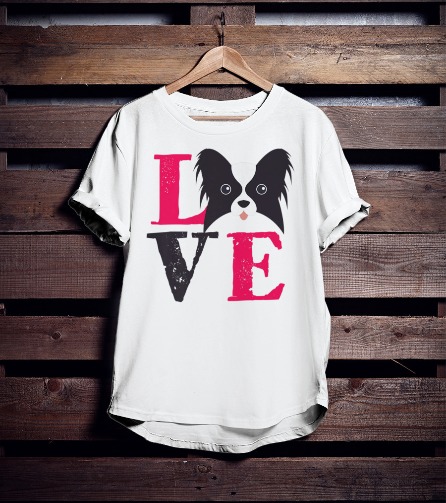 I Love Papillion Puppy Mom And Dad Love Papillon Dog T-Shirt