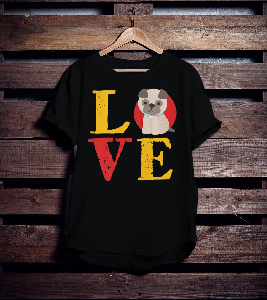 Love Pug Dog Animal Lover Puppies Mom And Dad19 T-Shirt