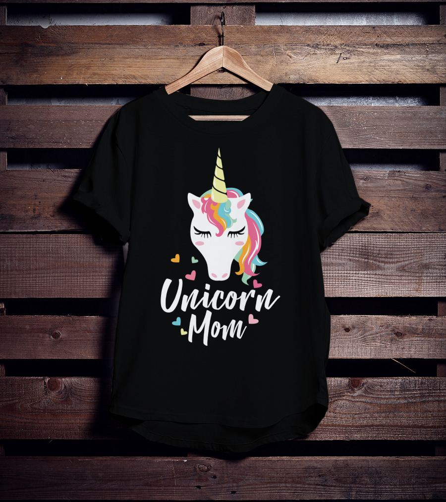 Unicorn Mom Cute Funny Unicorn Colorful Heart T-Shirt