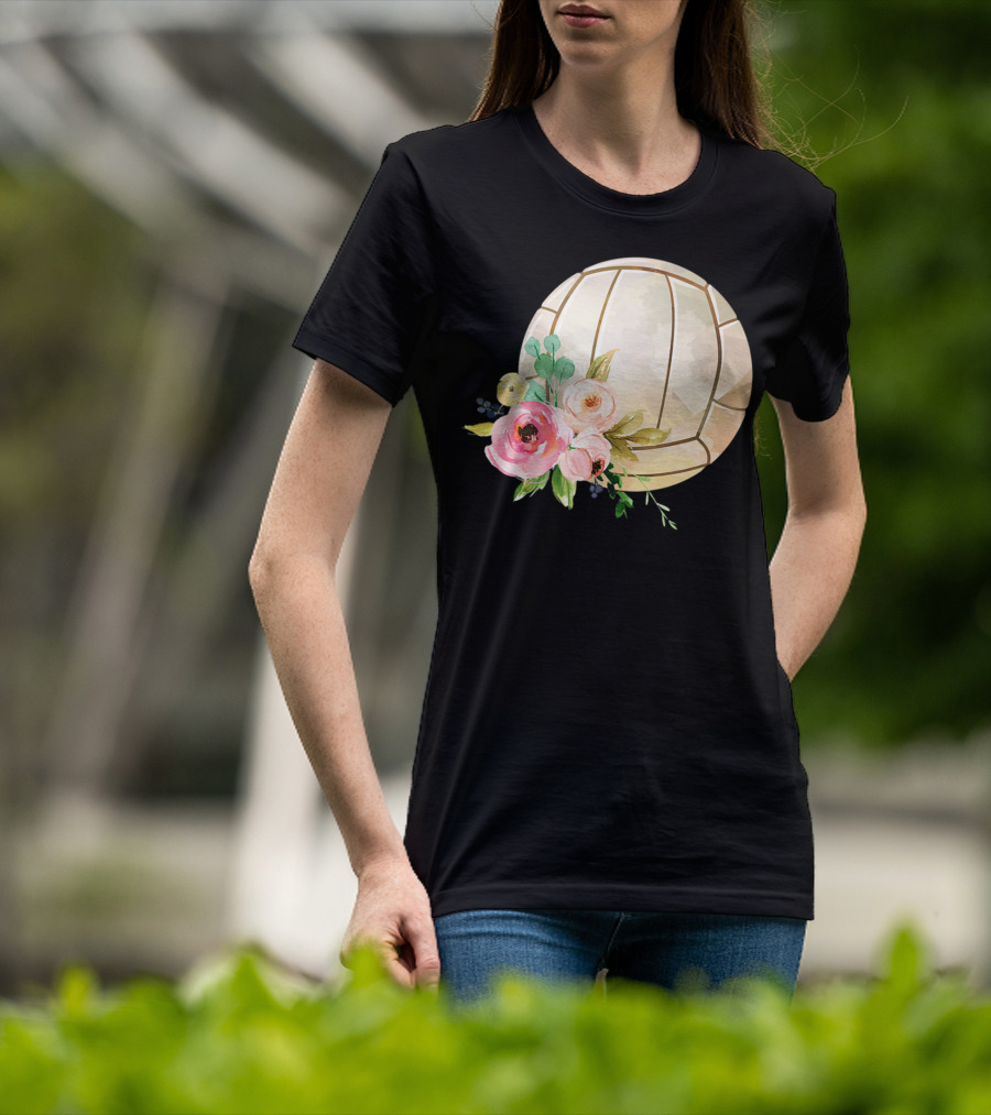 Watercolor Boho Floral Volleyball Patchwork T-Shirt