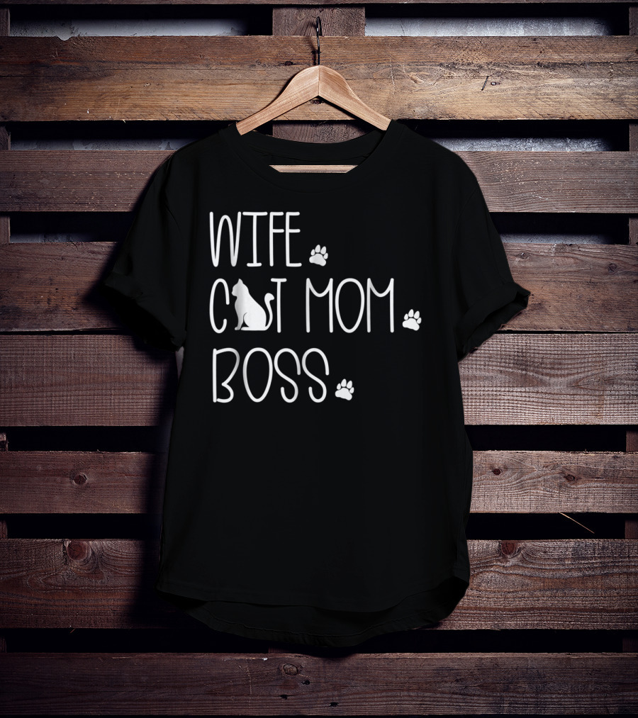 Wife Cat Mom Boss Special For Wife Paw Prints T-Shirt