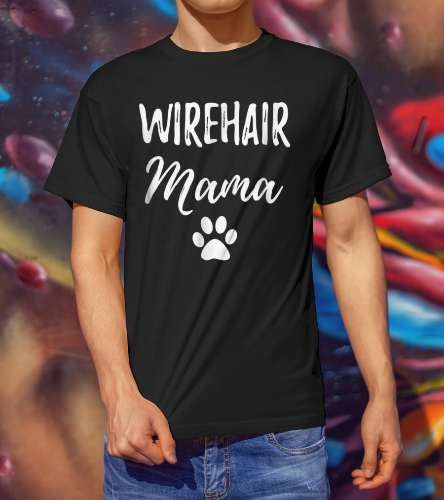 Wirehair Mama Funny Cat Mom Paw Print Idea99 T-Shirt