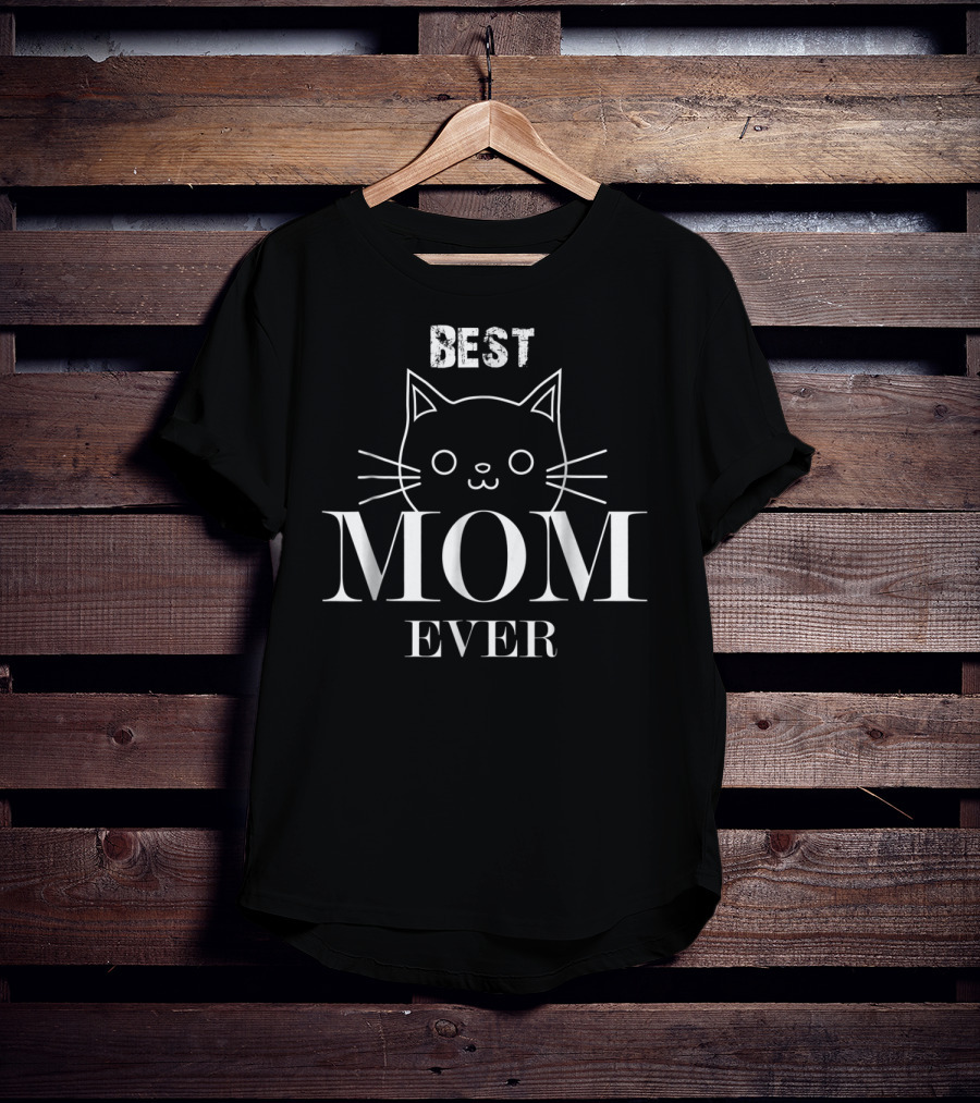 Best Cat Mom Ever With Whiskered Cat Face Design For Ladies96 T-Shirt