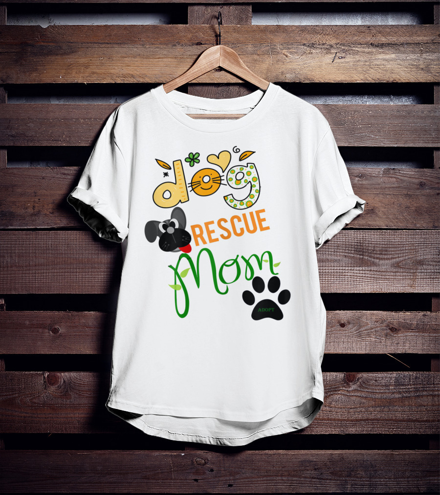 Best Dog Rescue Mom Ever Adopt Paw Prints T-Shirt