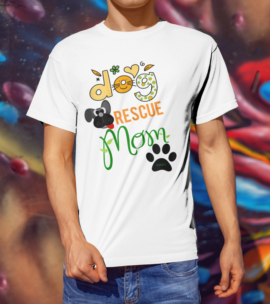 Best Dog Rescue Mom Ever Adopt Paw Prints T-Shirt