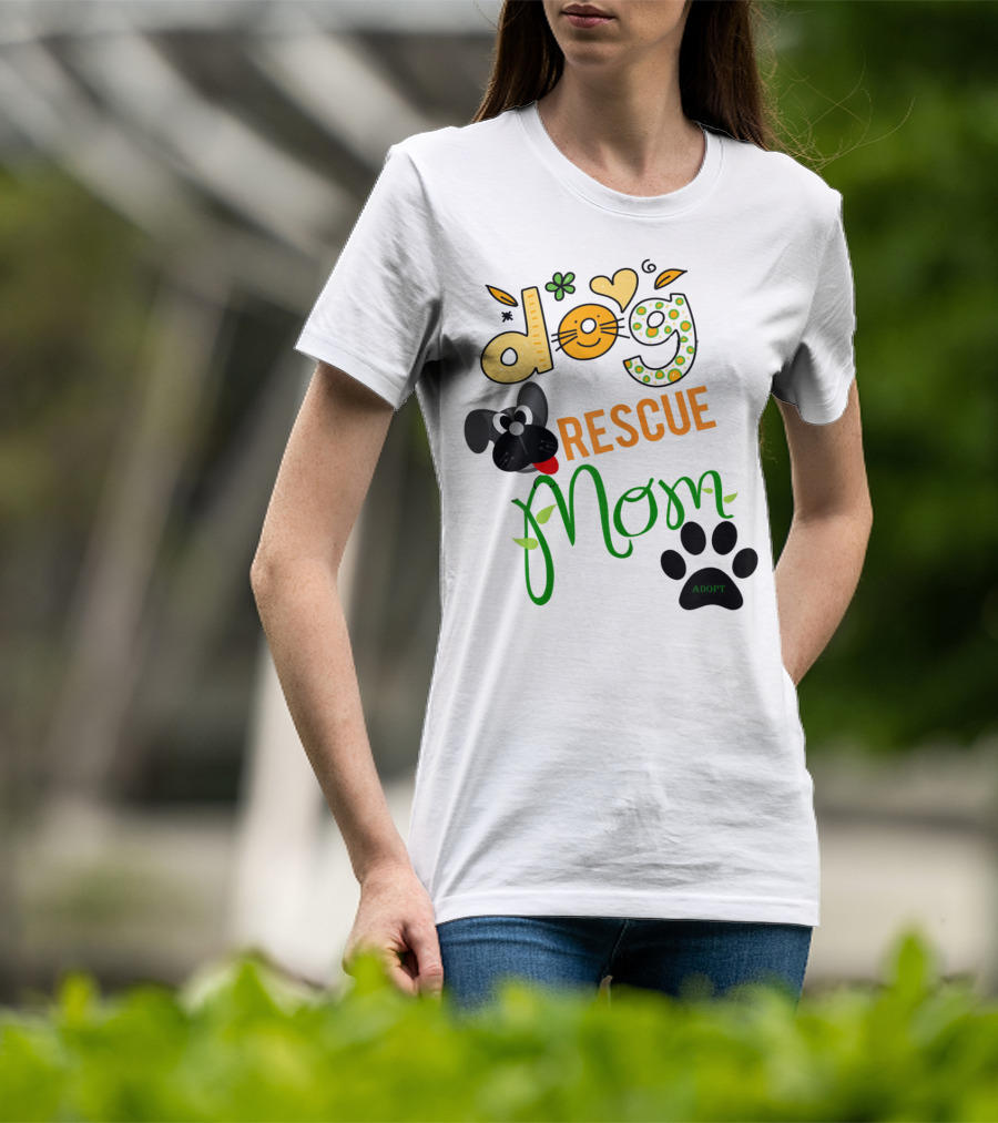 Best Dog Rescue Mom Ever Adopt Paw Prints T-Shirt