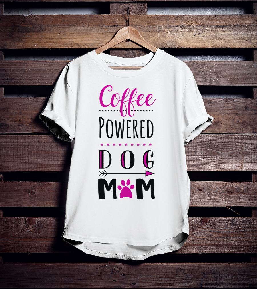 Coffee Powered Dog Mom Paw Print Arrow Stars T-Shirt