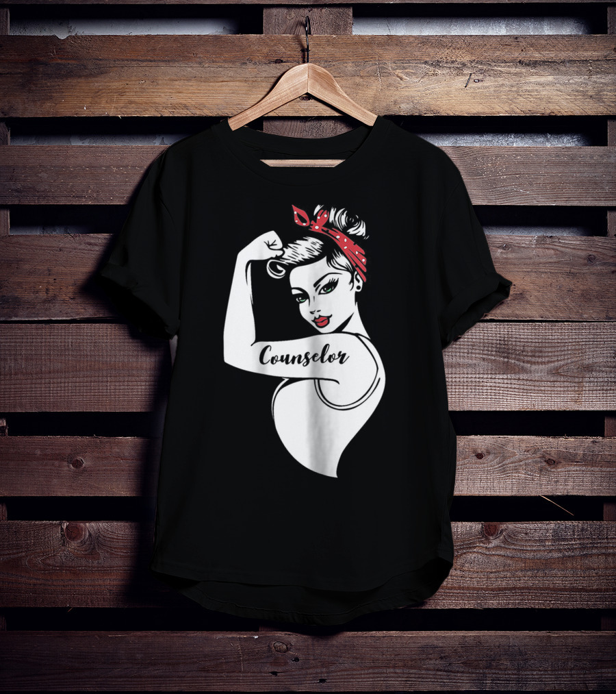 Counselor Strong Girl Mom Rosie The Riveter 42 T-Shirt