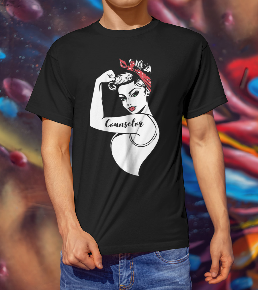 Counselor Strong Girl Mom Rosie The Riveter 42 T-Shirt