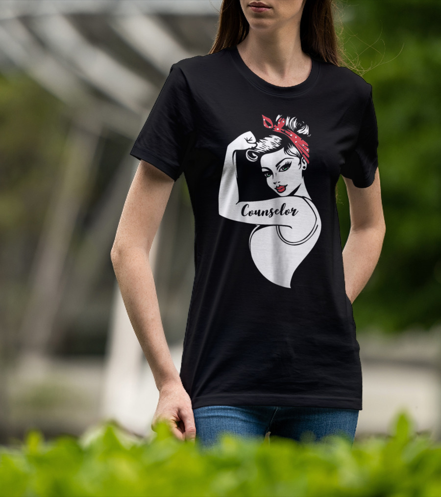Counselor Strong Girl Mom Rosie The Riveter 42 T-Shirt