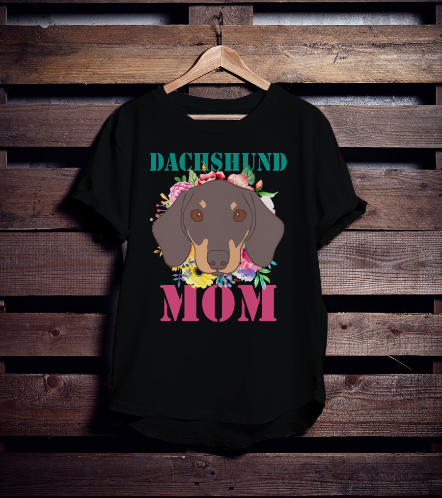 Floral Dachshund Mom Puppy Lover With Colorful Flower T-Shirt