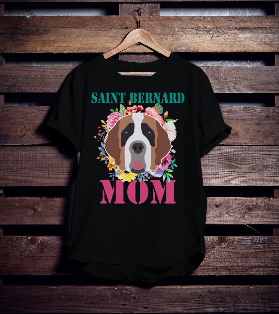 Saint Bernard Mom Floral Puppy Pet Lover T-Shirt