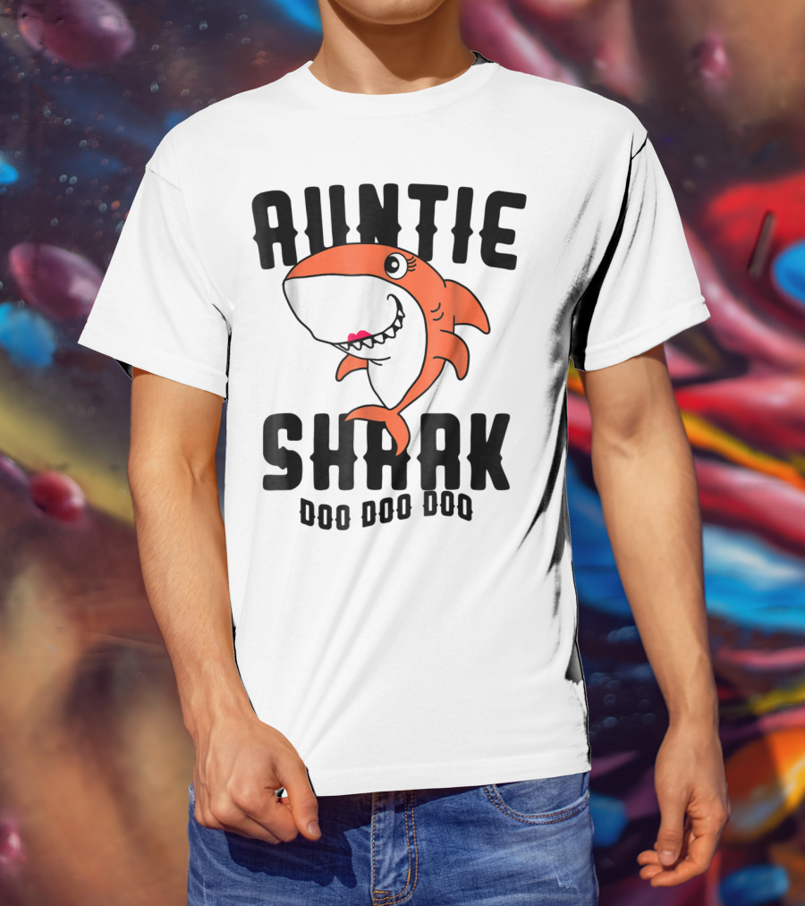 Auntie Shark Doo Doo Doo Mom Grandma Halloween Christmas T-Shirt