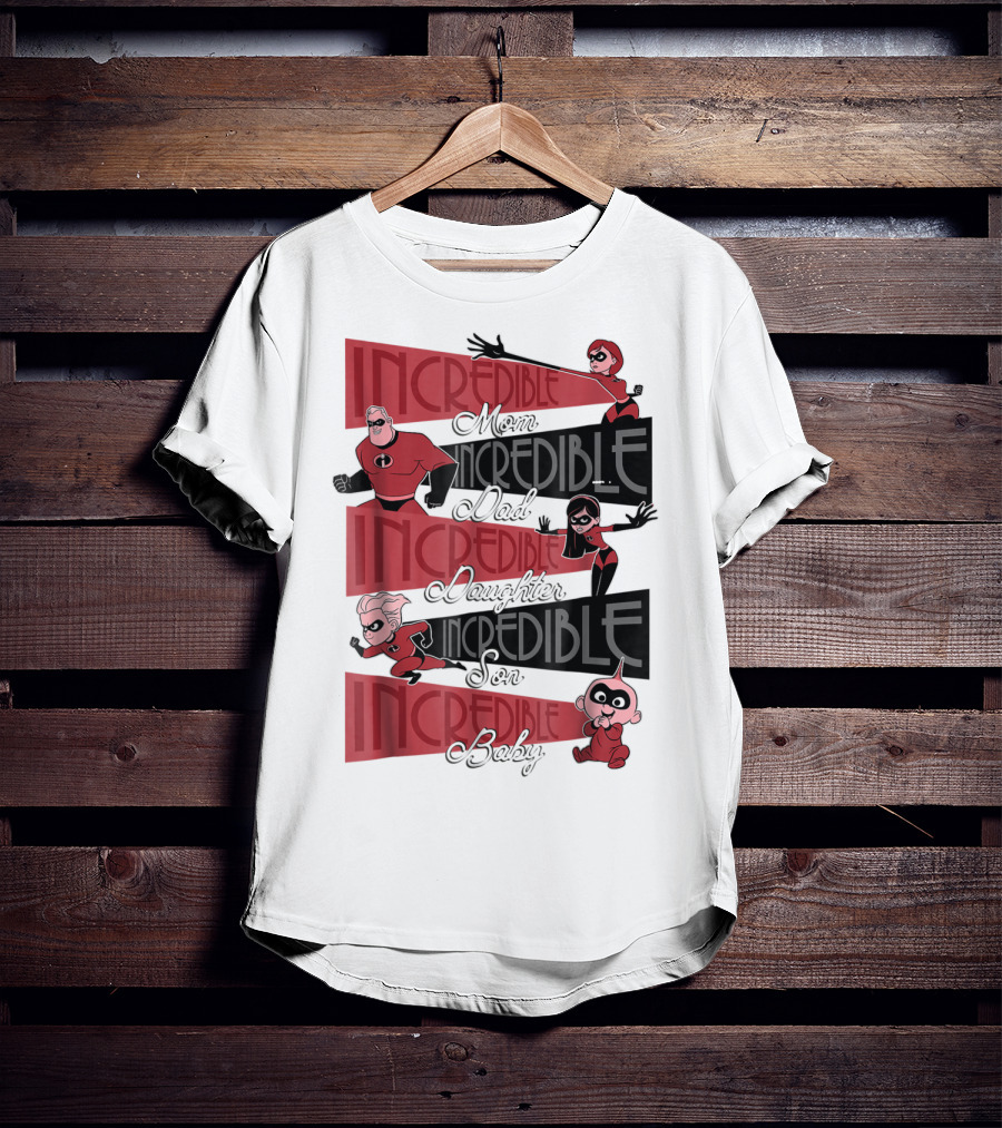 Incredible Mom Dad Daughter Son Baby Disney Pixar Incredibles 2 Elastigirl T-Shirt