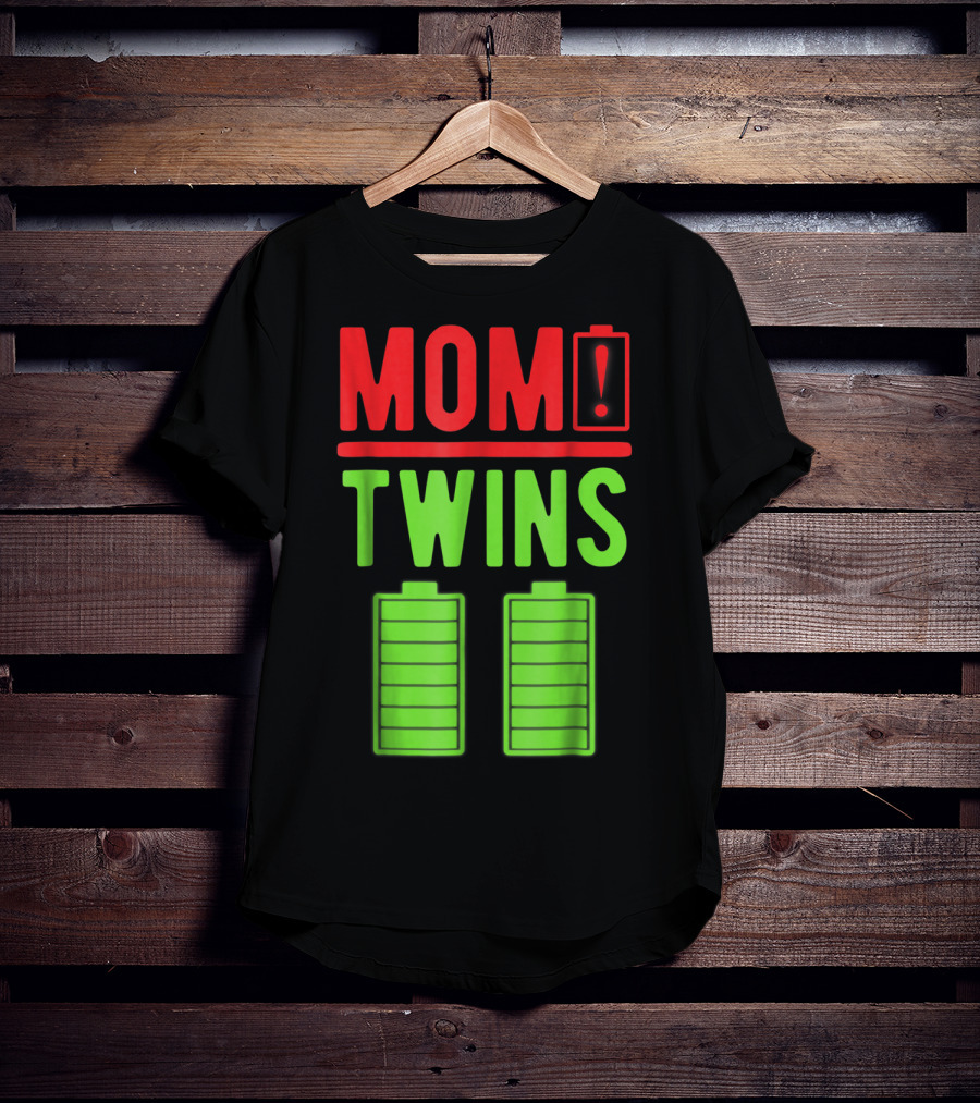 Mom Twins Battery Life Depleted Funny Twins Mom T-Shirt
