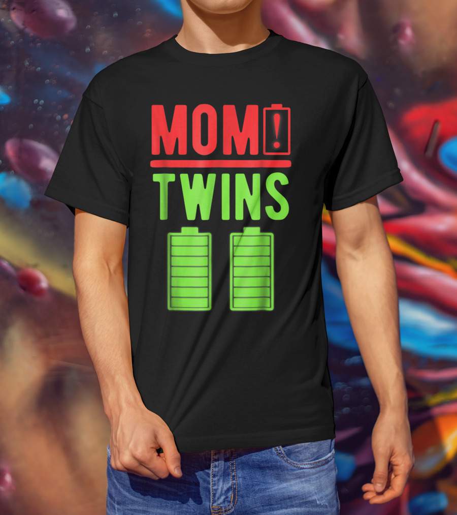Mom Twins Battery Life Depleted Funny Twins Mom T-Shirt