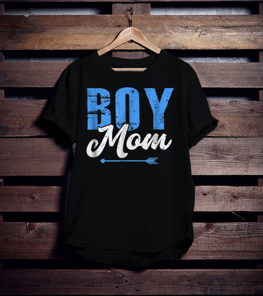 Boy Mom Bold Blue Lettering With Arrow T-Shirt