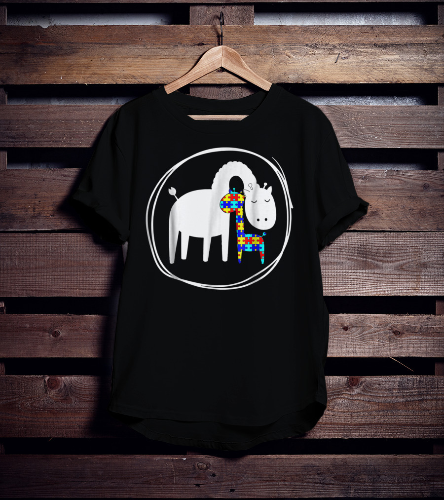 Giraffe Autism Puzzle Piece Giraffe Lover Autism Awareness T-Shirt