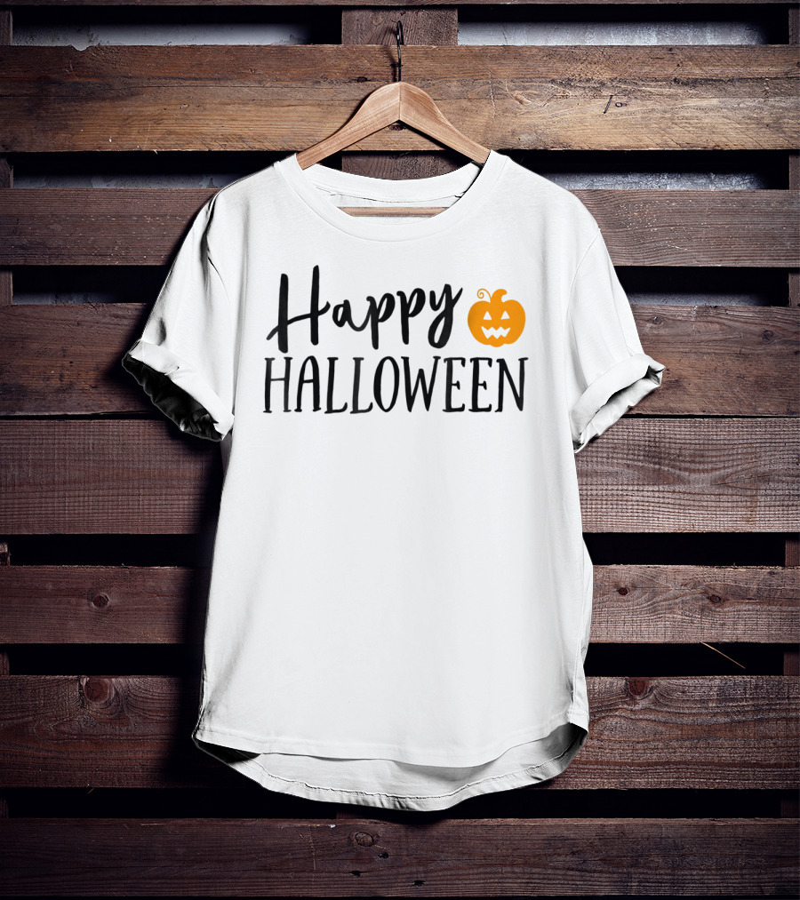 Happy Halloween Pumpkin Kids Teacher Mom Wife Dad T-Shirt