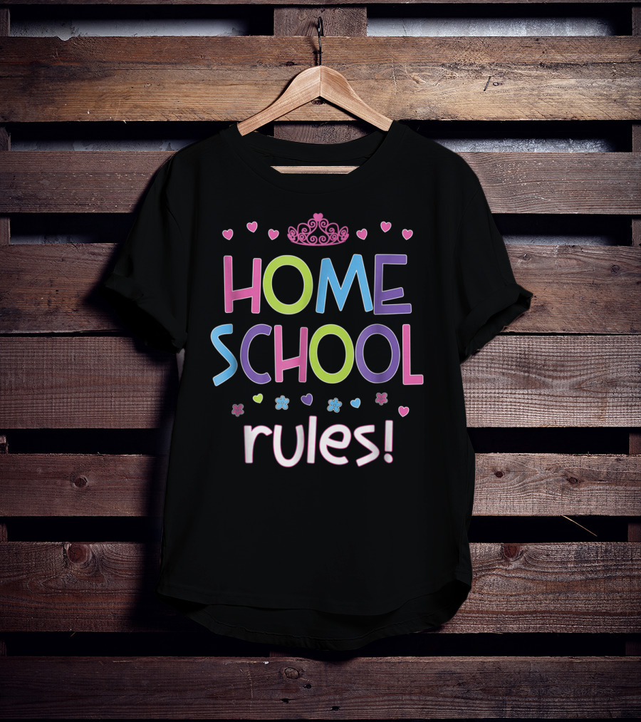 Home School Rules Cute Girl Mom Homeschool Kids T-Shirt