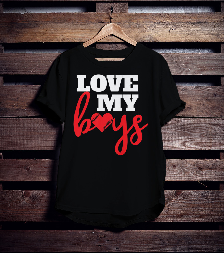 LOVE MY BOYS Baseball Heart T-Shirt