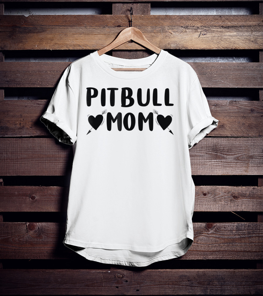 Mama Pitbull Women's Funny Idea Pitbull Mom Hearts Mom S7 T-Shirt