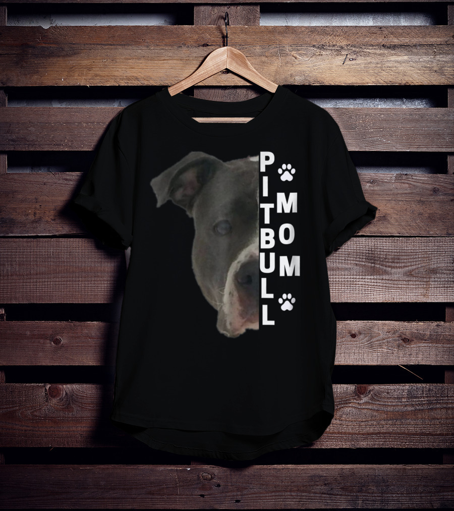 Pitbull Mom Pit Bull Lover Dog Momma Bully Breed Paw Prints T-Shirt