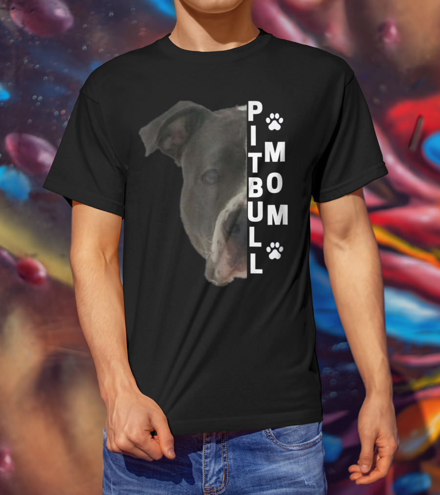 Pitbull Mom Pit Bull Lover Dog Momma Bully Breed Paw Prints T-Shirt