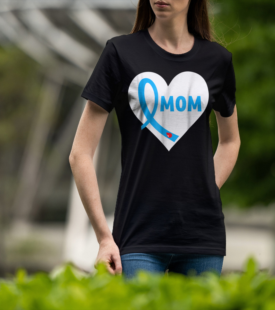 Proud Mom Mama Mother Of A Type 1 2 Diabetes Diabetic Heart T-Shirt