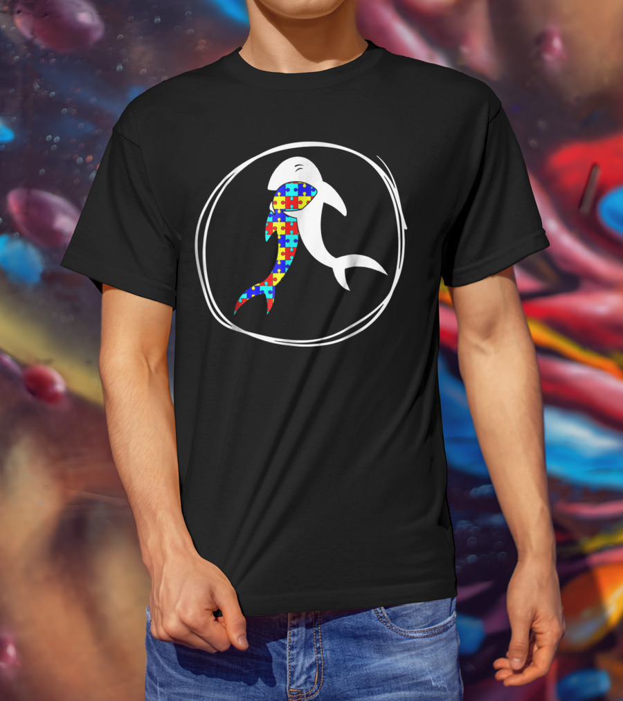 Shark Lover Autism Awareness Puzzle T-Shirt