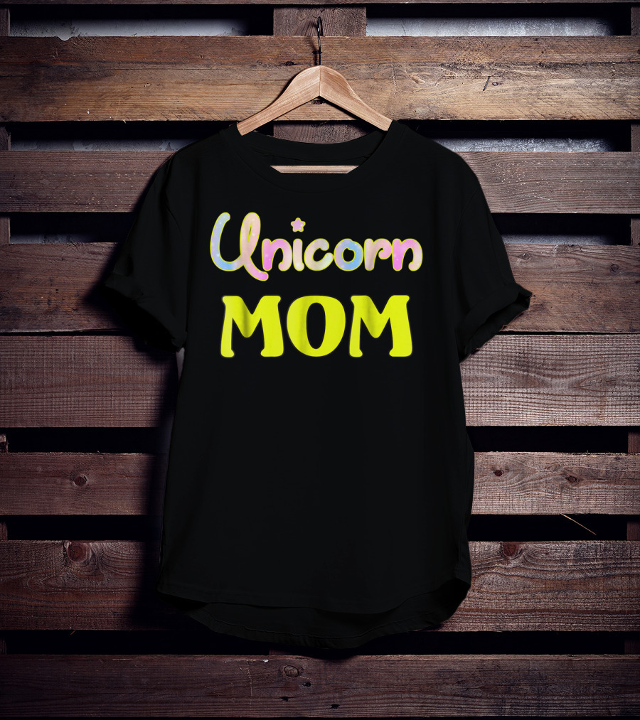 Unicorn Mom Magic Star Pastel Neon Lettering T-Shirt