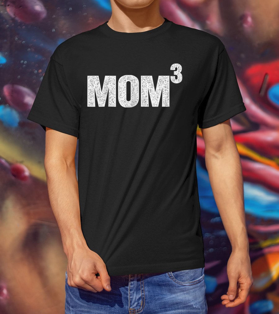 Distressed Mom Cubed Mom Of Three Equation T-Shirt
