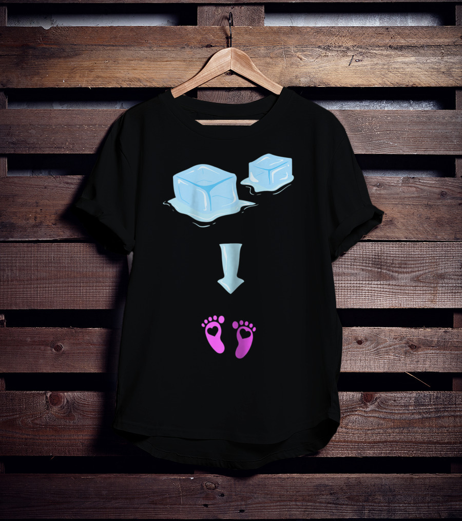 Ice Ice Girls Pregnancy Announcement Mom Of Girls Ice Cubes Baby Feet T-Shirt