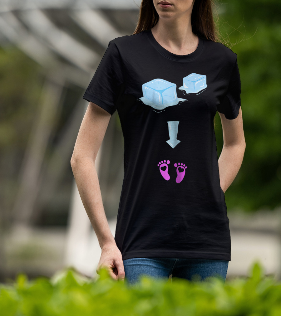Ice Ice Girls Pregnancy Announcement Mom Of Girls Ice Cubes Baby Feet T-Shirt