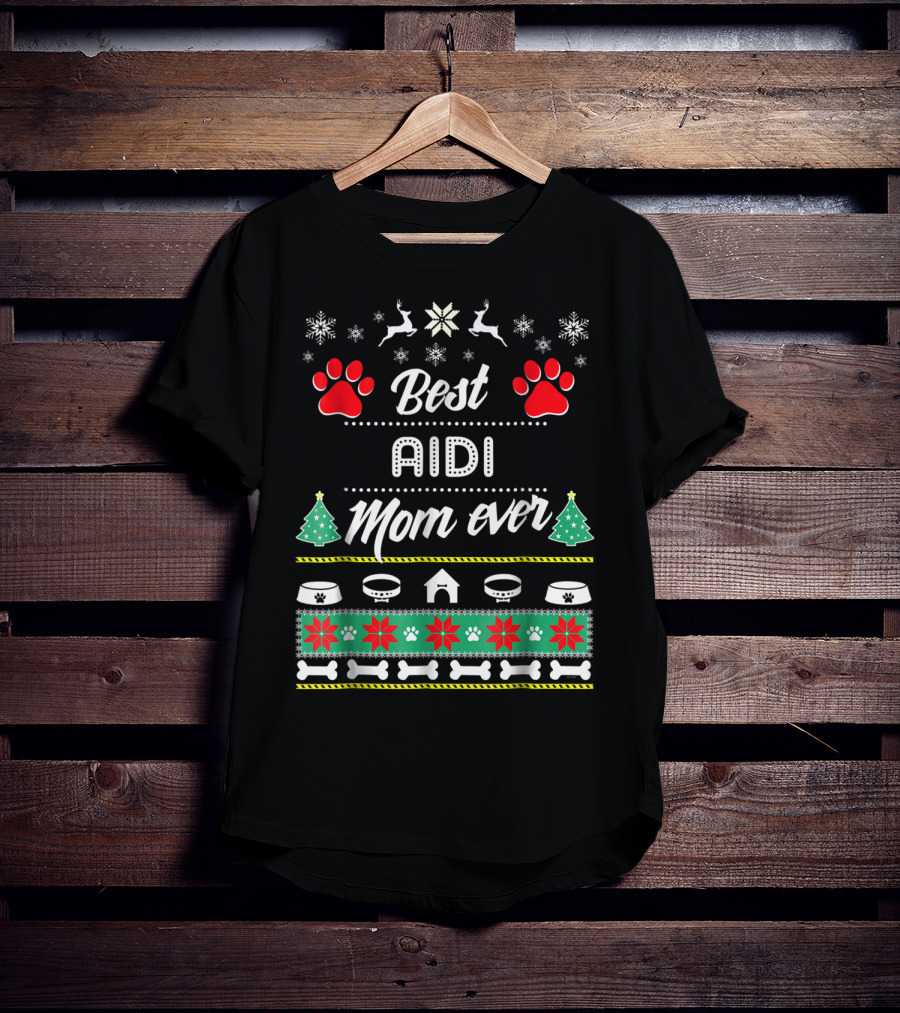 Best Aidi Mom Ever Christmas Paw Prints T-Shirt