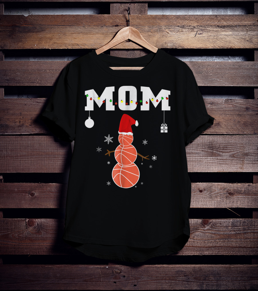 Basketball Mom Snowman Christmas Family Matching Holiday 90s T-Shirt