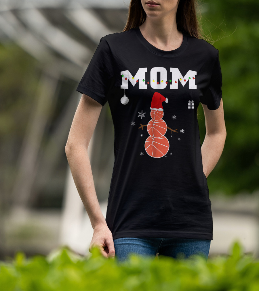 Basketball Mom Snowman Christmas Family Matching Holiday 90s T-Shirt