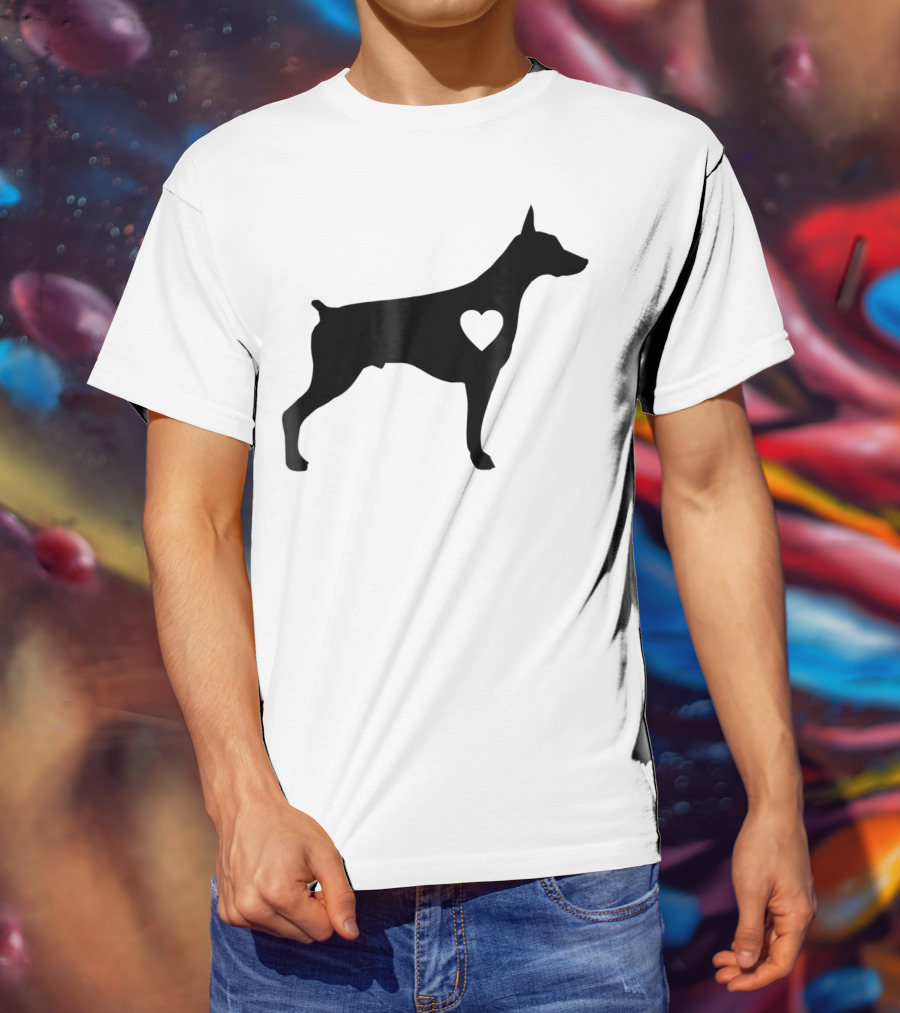 Doberman Heart Love Silhouette Dog Mom90 T-Shirt