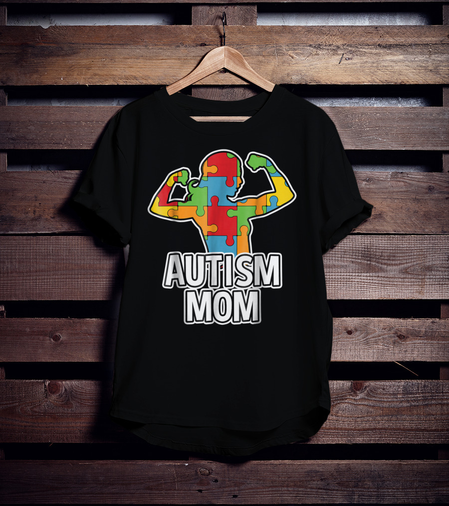 Autism Mom Puzzle Piece Awareness T-Shirt