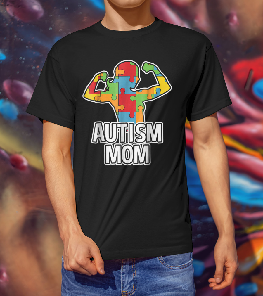 Autism Mom Puzzle Piece Awareness T-Shirt