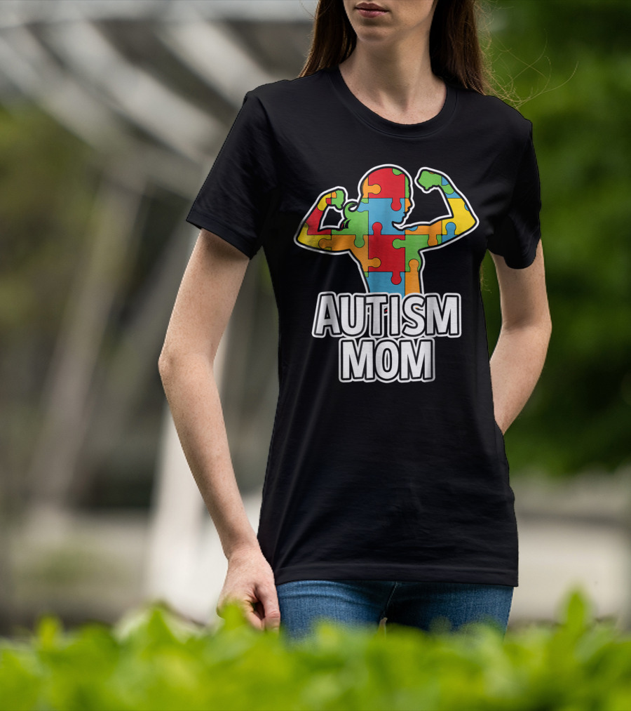 Autism Mom Puzzle Piece Awareness T-Shirt