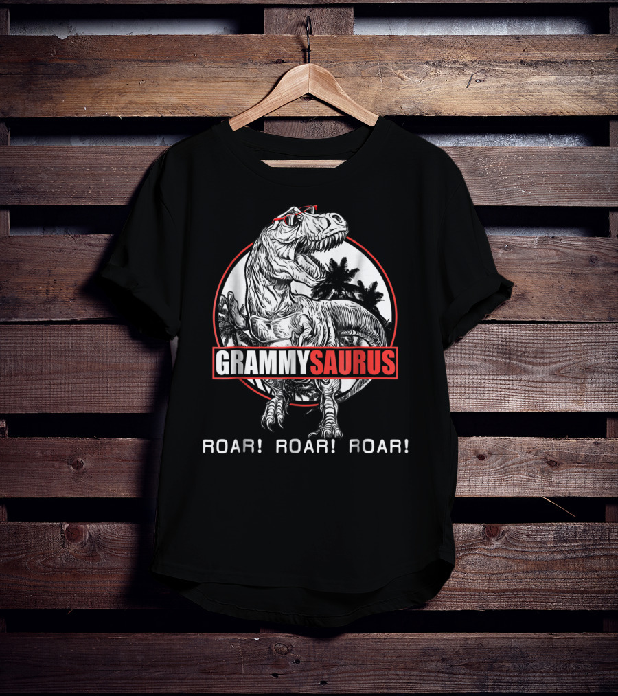 Grammysaurus Roar Roar Roar Rex Dinosaur Palm Trees Red Glasses T-Shirt