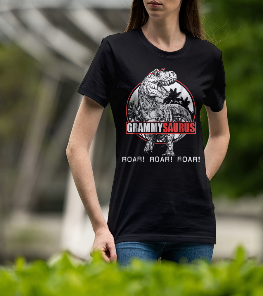 Grammysaurus Roar Roar Roar Rex Dinosaur Palm Trees Red Glasses T-Shirt