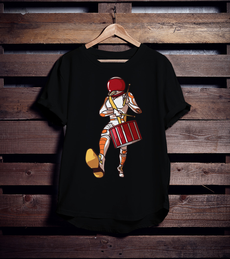 Marching Band Drums Mom Player High School Space-Themed Drummer Astronaut T-Shirt