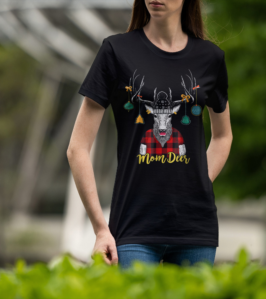 Mom Deer Christmas Plaid Noel Xmas Apparel16 T-Shirt