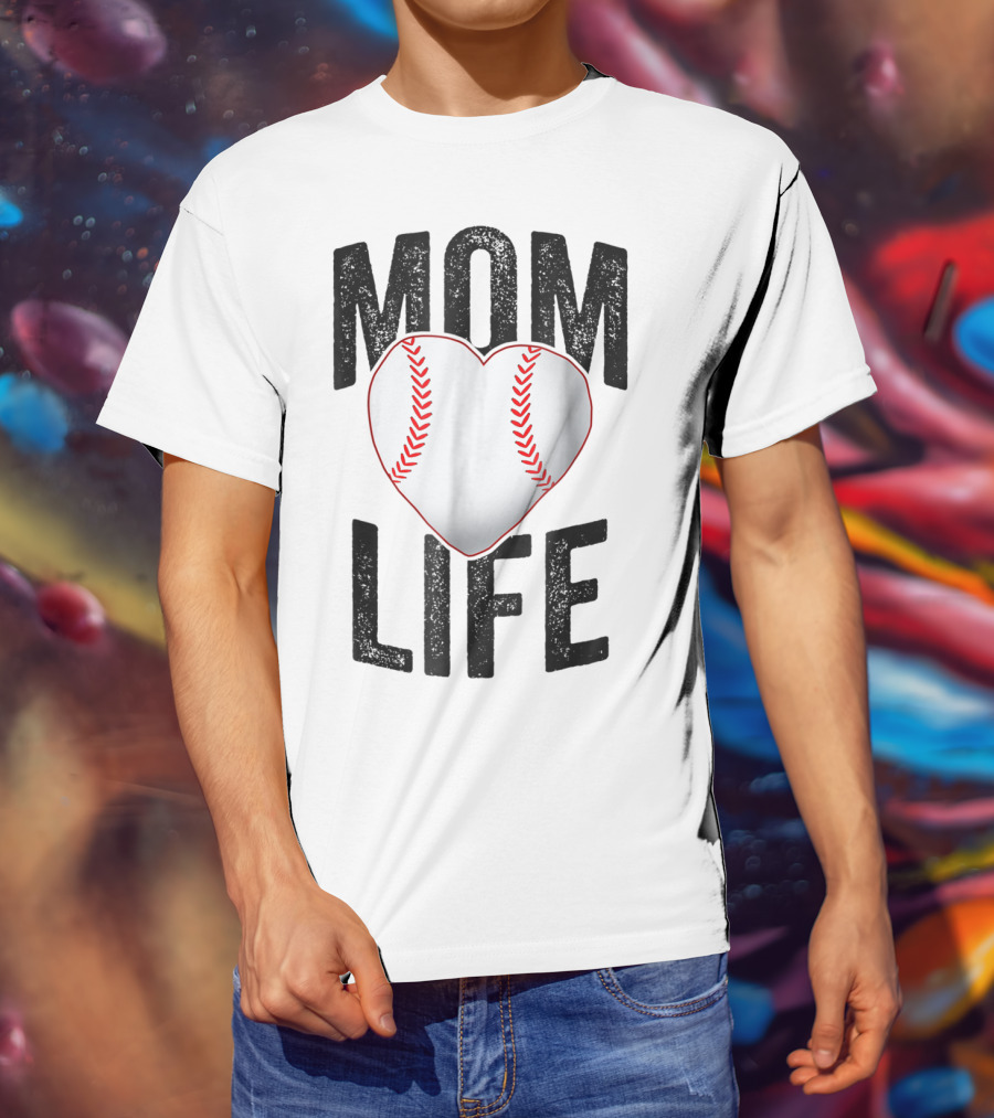 Mom Life Baseball Heart Mother Mama Player Team Heart25 T-Shirt