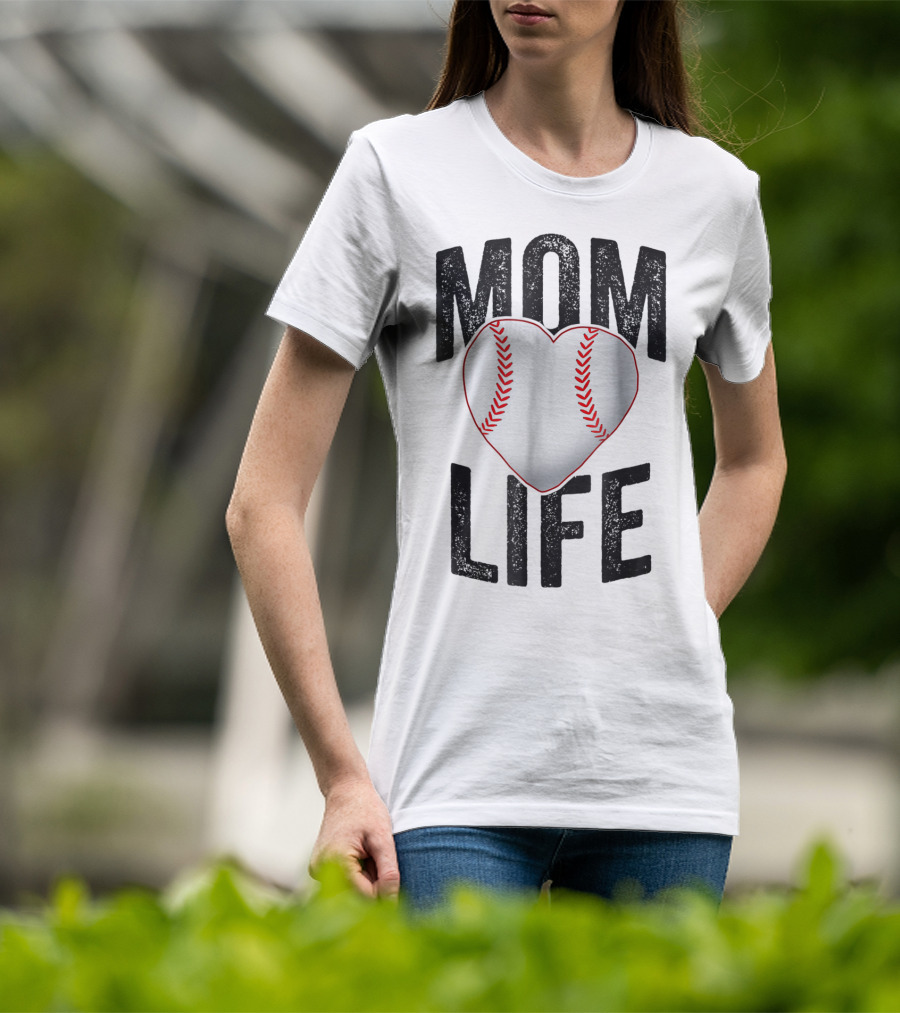 Mom Life Baseball Heart Mother Mama Player Team Heart25 T-Shirt