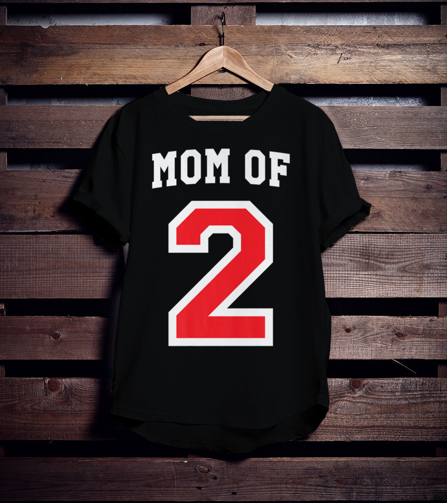 Mom Of 2 Kids Baseball Mom Sports Jersey T-Shirt