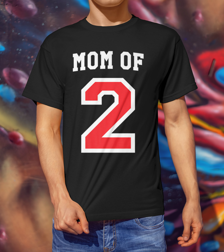 Mom Of 2 Kids Baseball Mom Sports Jersey T-Shirt